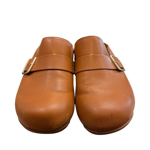 Fitflop Tan Leather Mules with Gold Buckle - Picture 3 of 9